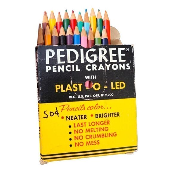 Vintage Pedigree Wood Covered Pencil Crayons 20 ct. original Box No Sharpener - Picture 1 of 4